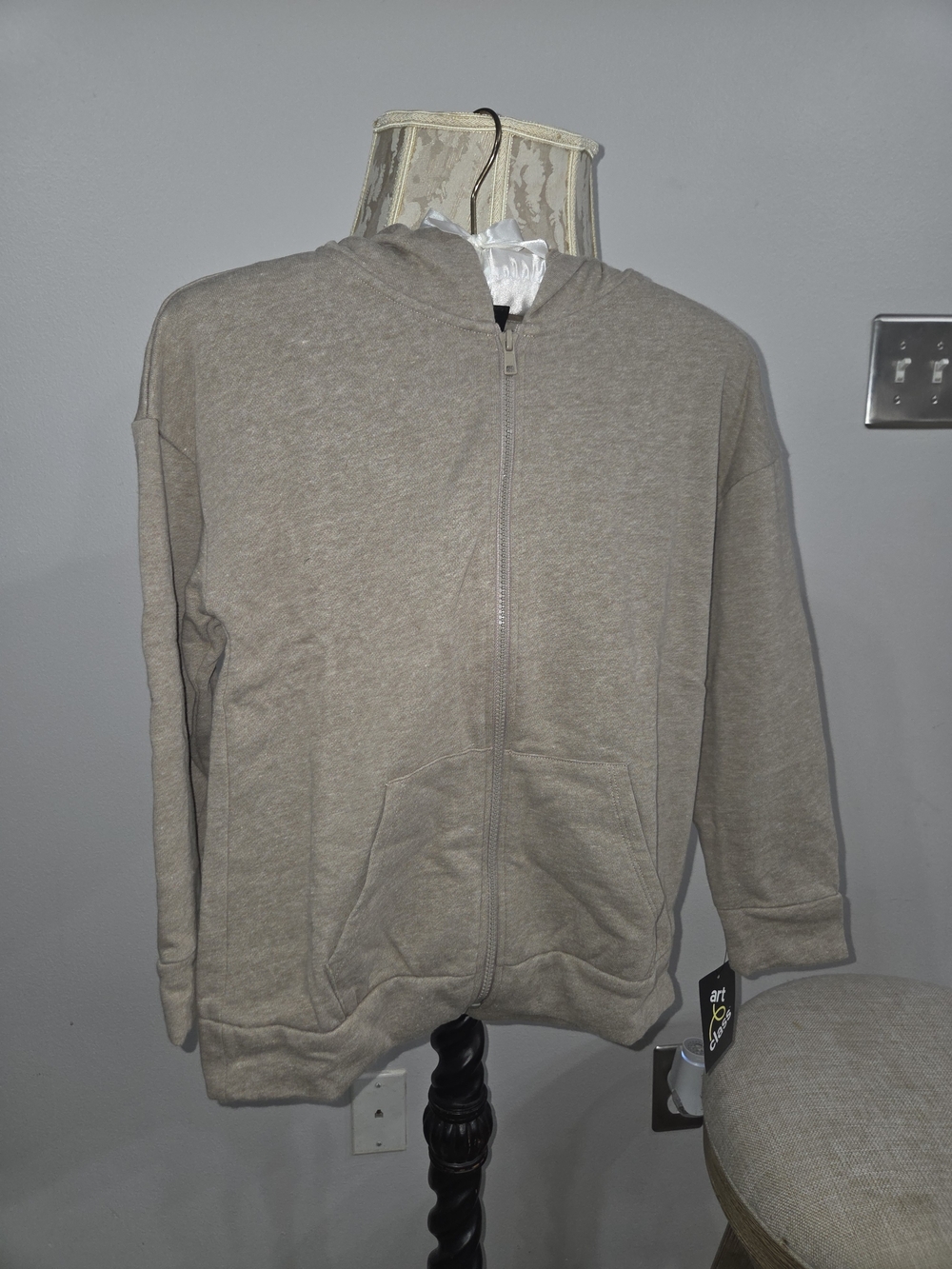 art class Kids Zip-Up Hoodie in Light Taupe
